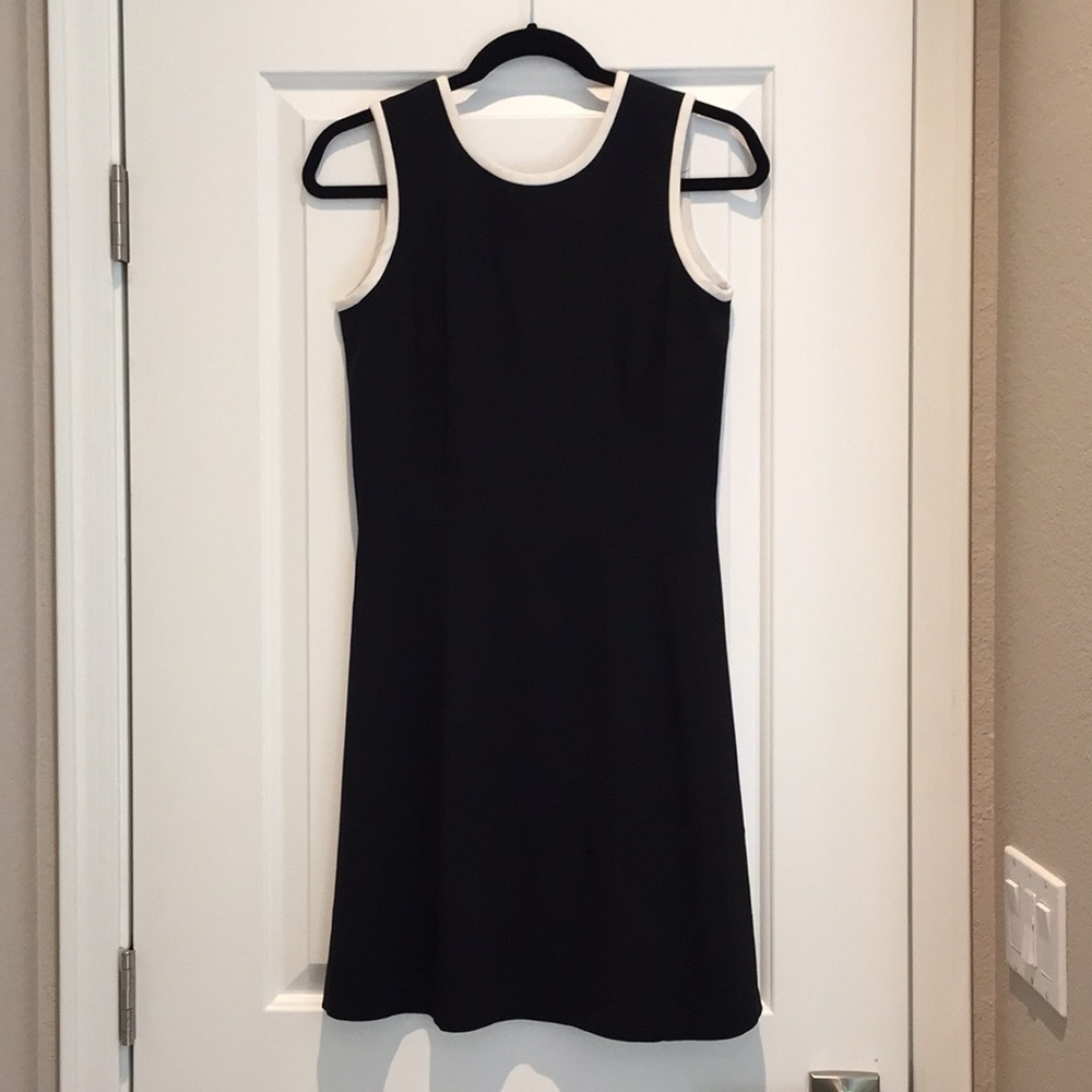 Ann Taylor Black dress trimmed in White